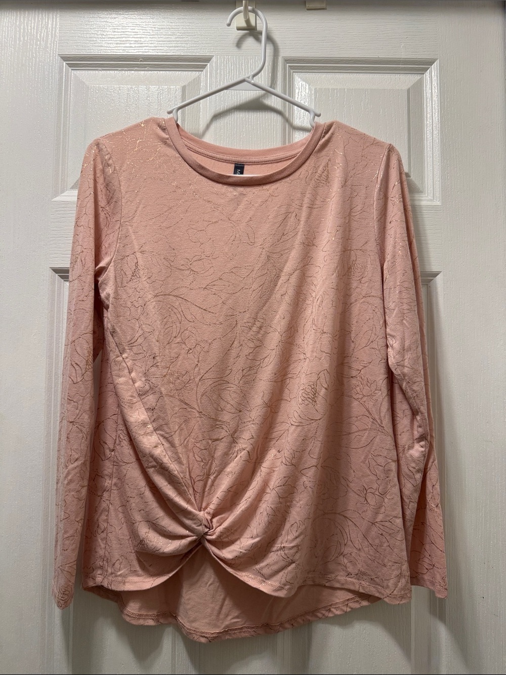 Massini Blush Pink Long-Sleeve Twist Front Top